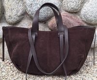 Czekoladowa zamszowa włoska torebka shopper ZAMSZ NATURALNY Vera Pelle