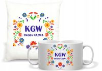 Zestaw PODUSZKA i KUBEK z nadrukiem KGW koło gospodyń wiejskich TWÓJ TEKST