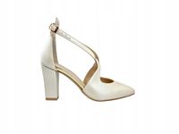 Beżowe sandały Prestige 2281OBL beż perła skóra słupek r.38