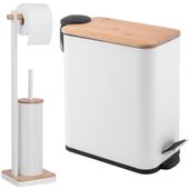 Zestaw łazienkowy Kosz na śmieci i stojak na szczotkę i papier  bialy bmbu
