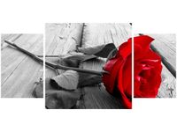 80X40CM OBRAZ RED ROSE TRÓJ OBRAZ