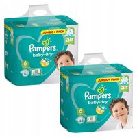 PAMPERS BABY-DRY 6 JUMBO+PACK 124 PIELUCHY Z TECHNOLGIĄ ODDYCHAJĄCĄ!