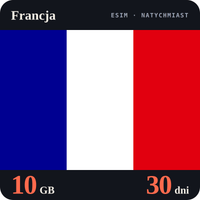 Karta eSIM Internet Francja 10 GB na 30 dni - bez rejestracji