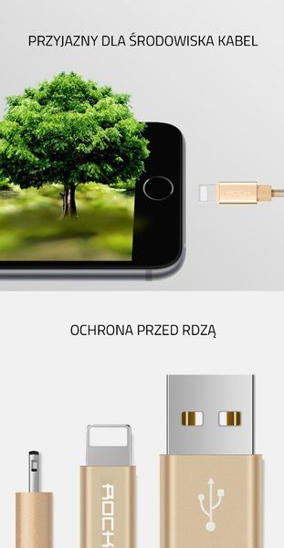 ORYGINALNY Kabel ROCK USB iPhone 5 SE 6S 7 100 cm zdjęcie 9