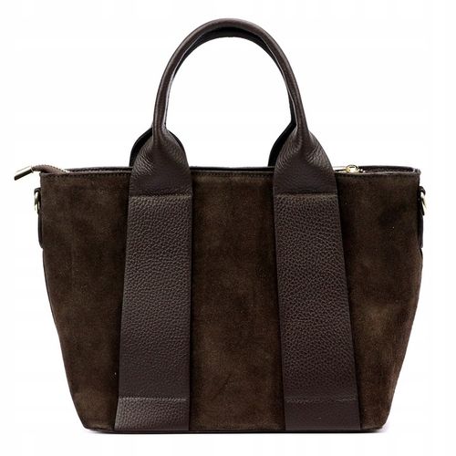 Torebka damska listonoszka Vera Pelle skórzana zamszowa brązowa czekoladowa na Arena.pl