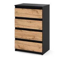 Komoda Mała Loftowa Nowoczesna Do Sypialni 60cm Szafka Rtv Czarna Dąb Wotan