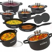 KOMPLET GARNKÓW MARMURKOWYCH INDUKCJA GAZ ZESTAW GARNKI PATELNIA