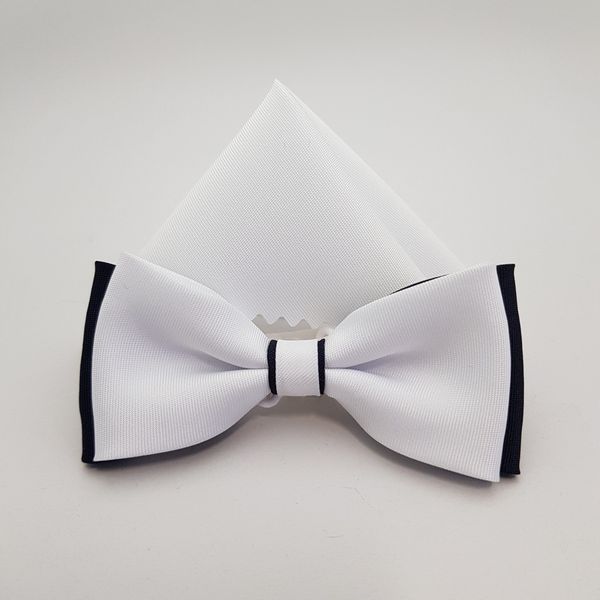 KOMUNIJNA MUSZKA BIAŁO GRANATOWA MUCHA Z BIAŁĄ POSZETKĄ zdjęcie 1