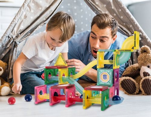 KLOCKI MAGNETYCZNE KONSTRUKCYJNE ŚWIECĄCY TOR KULKOWY ZJEŻDZALNIA 3D na Arena.pl