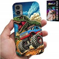 ETUI DO MOTOROLA EDGE 30 NEO -DINOZAUR W MONSTERTRUCKU WZORY DLA DZIECI