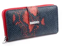 duży portfel skórzany skóra węża rfid