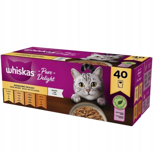 WHISKAS saszetki 85gx40 Pure Delight DROBIOWE FRYKASY w galarecie na Arena.pl