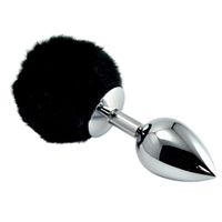 Metalowy Korek Analny Z Czarnym Puszkiem 8 Cm