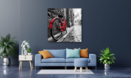 OBRAZ NA PŁÓTNIE 090 Rower w mieście 70x70cm na Arena.pl