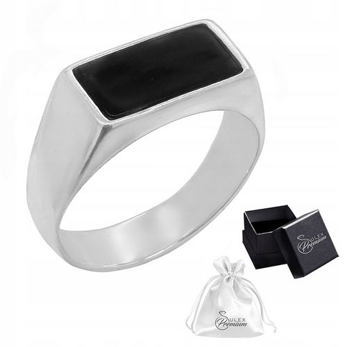 Sygnet srebrny pr. 925 Pierścionek Męski z Onyksem Prostokątny | r. 20 na Arena.pl