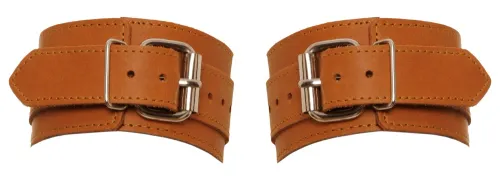 zado skorzane kajdanki brązowe - dwuwarstwowe, regulowane 17-24 cm na Arena.pl