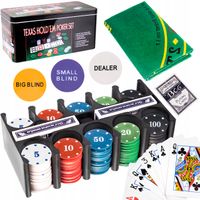 Zestaw do Pokera 200 Żetonów Karty Żetony do Gry Texas Poker + Mata