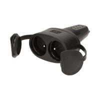 GNIAZDO PODWÓJNE GUMOWE, IP44 Z UZIEMIENIEM CZARNY - ON-13117