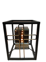 Znicz artystyczny metalowy złoty krzyż z lampionem  3D