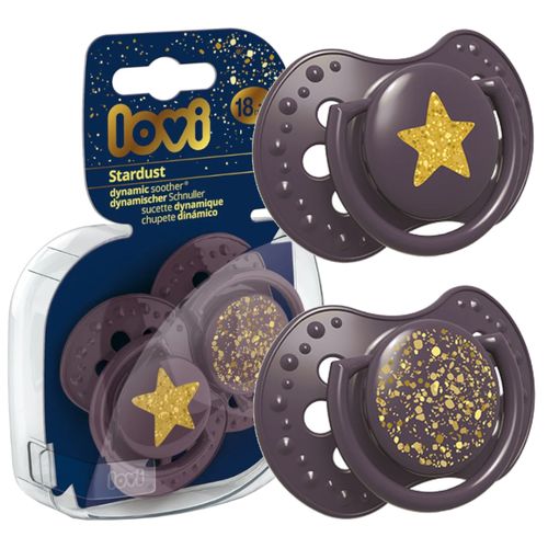 LOVI Smoczek silikonowy dynamiczny 18m+ 2 szt Stardust Violet na Arena.pl