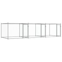 Klatka dla psa, z drzwiami, szara, 6x2x1,5 m, stal
