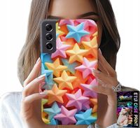 ETUI DO SAMSUNG GALAXY S21 FE - KOLOROWE GWIAZDKI GWIAZDA FUTERAŁ +FOLIA