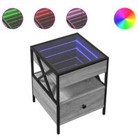 Stolik kawowy z LED Infinity, szary dąb sonoma, 40x40x51 cm