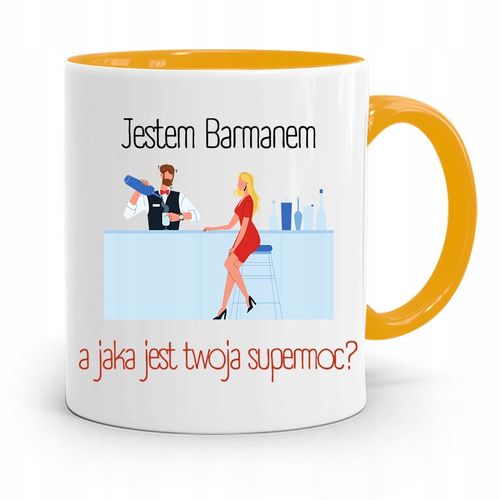 Kubek Żółty Dla Barmana Jestem Barmanem Prezent Z Nadrukiem Ze Zdjęciem na Arena.pl