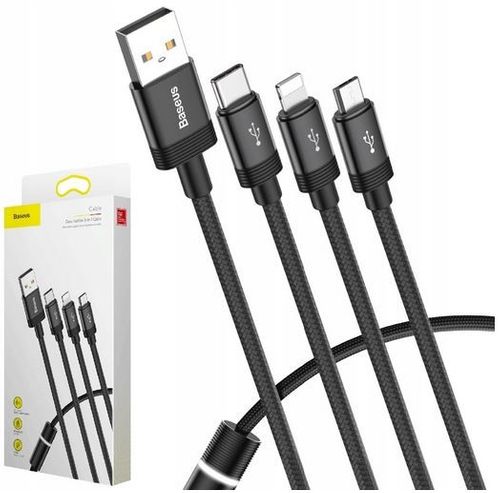 BASEUS Kabel 3w1 USB-C micro-USB iPhone 3.5A 1,2m na Arena.pl