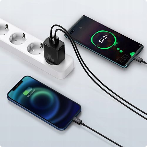 BASEUS SZYBKA ŁADOWARKA DO TELEFONU ZASILACZ USB USB-C TYP-C 20W PD QC 3.0 na Arena.pl