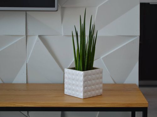 Doniczka biała osłonka 3D 18x15 ceramiczna na Arena.pl