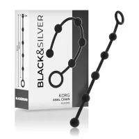 black&silver korg beads silikonowy zestaw koralikow 21 cm czarny