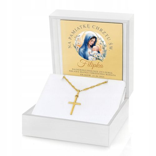 Złoty Krzyżyk z Łańcuszkiem pr. 585 Prezent na Pamiątkę Chrztu Świętego na Arena.pl