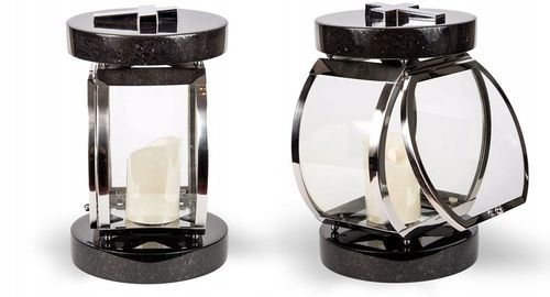 Lampion Na Pomnik Na Nagrobek srebrny stal nierdzewna + czarny granit na Arena.pl