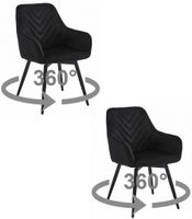 Krzesło czarne velvet NANA obrotowe  nogi czarne do salonu i biura x2