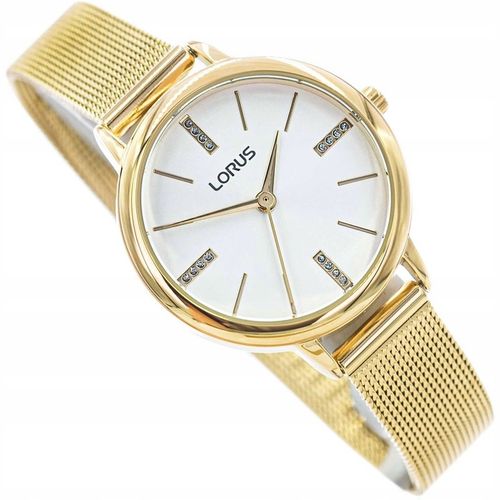 DAMSKI ZEGAREK LORUS RG214QX5 NA BRANSOLECIE MESH Z CYRKONIAMI ZŁOTY na Arena.pl