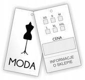 ETYKIETY METKI NA ODZIEŻ ubrania TWOJE LOGO NADRUK duży wybór 100 szt