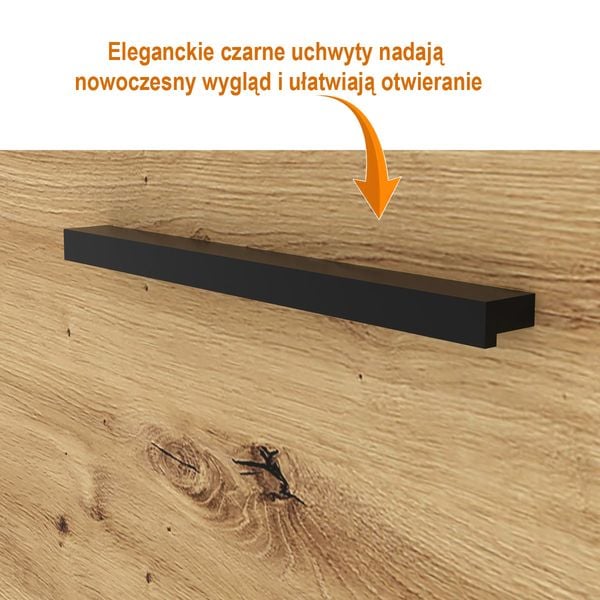 Witryna NUKA E 188 cm dąb artisan czarna stojąca zdjęcie 5