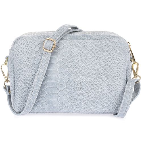 Błękitna Skórzana Listonoszka Damska Włoska Croco Kuferek Beltimore P12 na Arena.pl