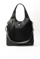 monnari torebka shopperka czarna z frędzlem