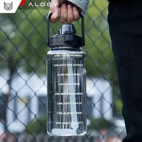 Butelka Bidon ze Słomką 2L na Wodę do Picia Motywacyjna z Przypomnieniem na Arena.pl