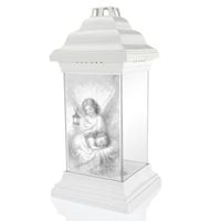 Znicz na Grób Dziecka dla Syna Córki Kapliczka Biały Witrażowy z Aniołem