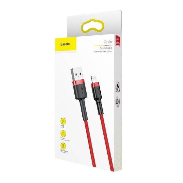 Kabel Lightning USB Baseus Cafule 2,4A 0.5m (czerwony) zdjęcie 7