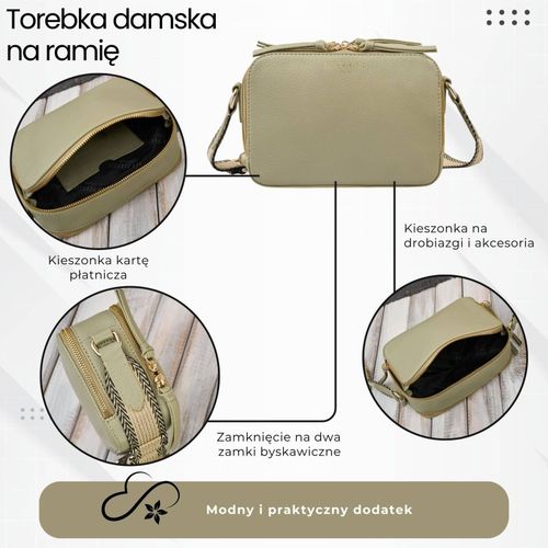 torebka damska skórzana listonoszka na ramię modna zielona na Arena.pl