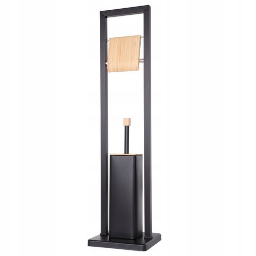 Stojak na papier toaletowy z uchwytem i szczotką do wc czarny bambus na Arena.pl