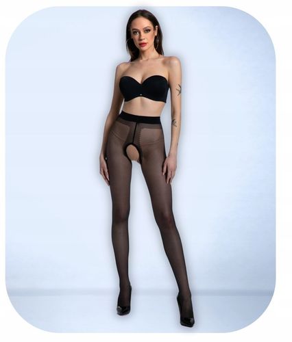 Rajstopy Damskie Gładkie z Dziurką Grubość 20 Den Hip Gloss Czarne 1/2 S/M na Arena.pl