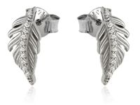 RODOWANE SREBRNE KOLCZYKI PIÓRKA PIÓRA CYRKONIE