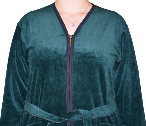 Ciepły bawełniany szlafrok podomka welurowa Rozmiar: 4XL, Kolor: Zielony na Arena.pl