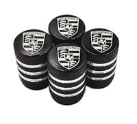 PORSCHE nakrętki na wentyle ALUMINIOWE kapturki wentylki 4szt. CZARNE