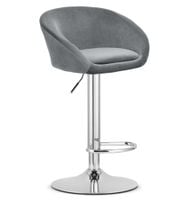 Hoker welurowy barowy EAST szary z regulacją wysokości baza chrom